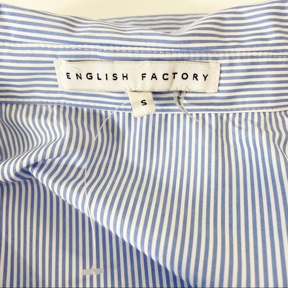 Anthropologie English Factory Blue & White Striped Cotton Shirt w/ Lace Back - Picture 5 of 13